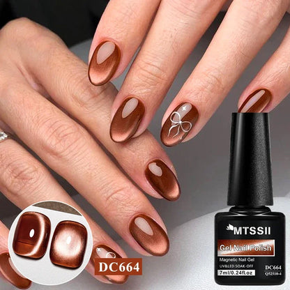 7ml Dark Coffee Glass Magnetic Gel Nail Polish Gentle Moonlight Gel