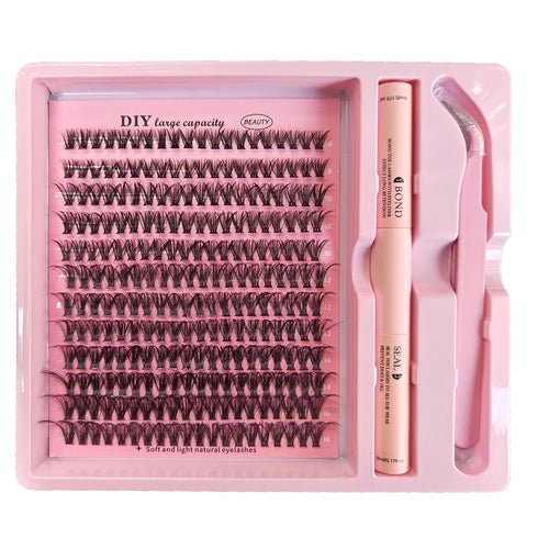 DIY Clusters Lash Kit Full Set 8-16mm Mix Bond&Seal Tweezers Lash for