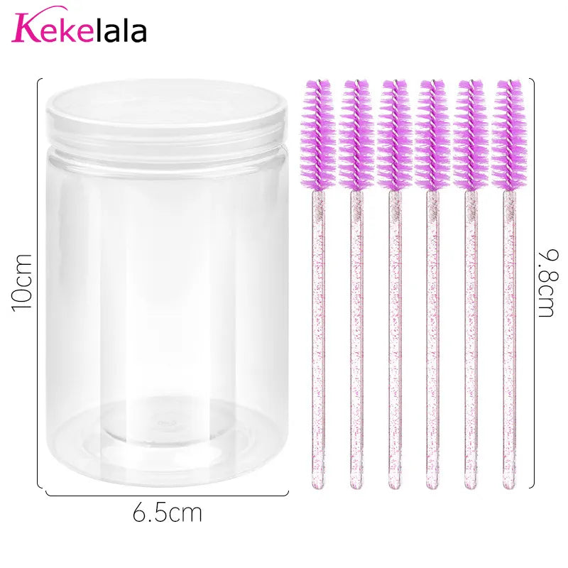 50Pcs/Bottle Eyelash Extension Brushes With Container Eyebrow  Eye
