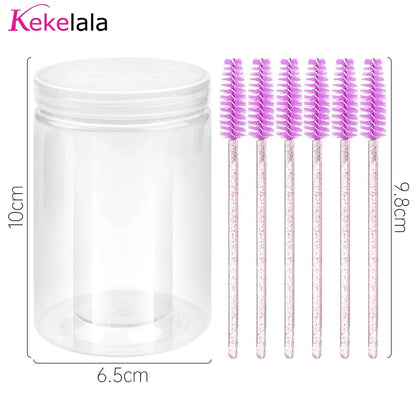 50Pcs/Bottle Eyelash Extension Brushes With Container Eyebrow  Eye