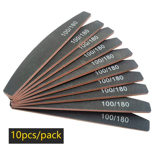 Lurayee Nail File Buffer 100/180 Grit Half Moon Double Side Sandpaper