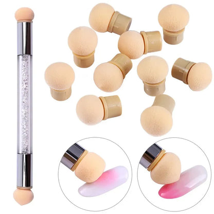 Double-ended Gradient Shading Pen Dotting Brush Head Sponge Rhinestone