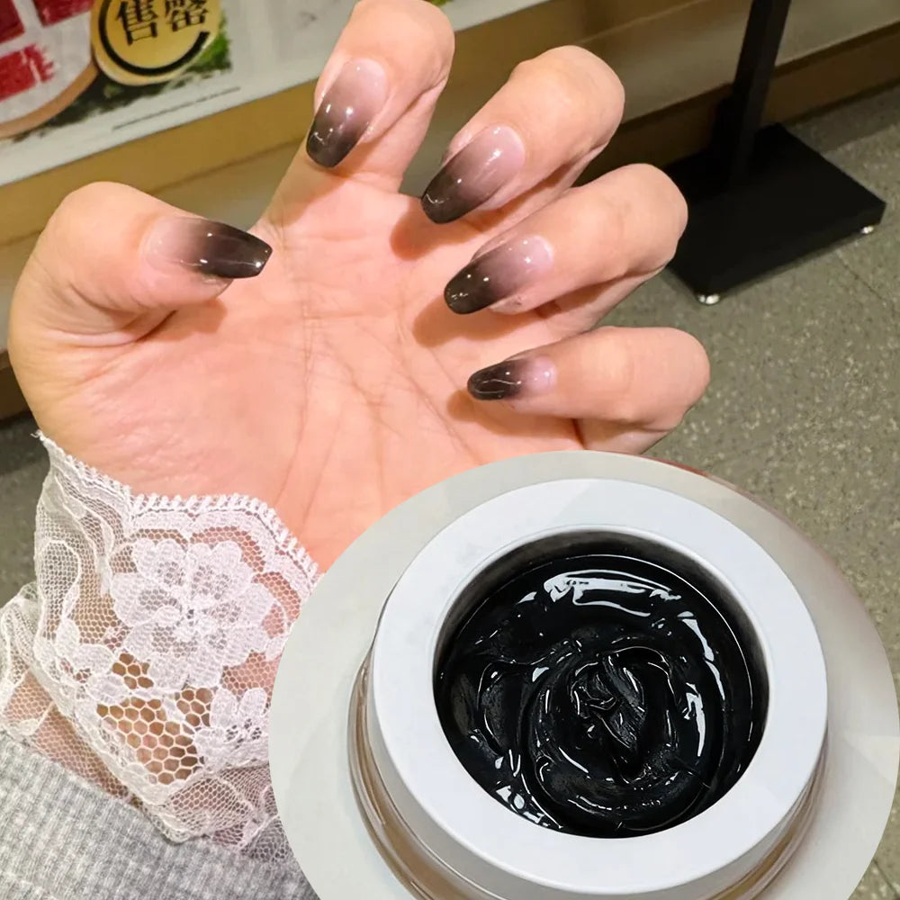 1Jar Black Pat Painting Gel Nail Polish with Air Cushion Gradient