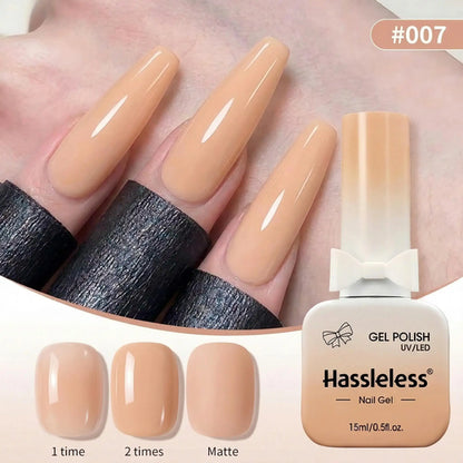 Hassleless 15ML transparent pink gel nail polish long-lasting nail
