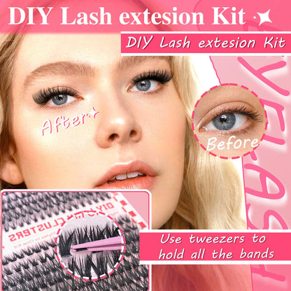 30D40D50D80D DIY Eyelash Extension Kit with Tweezers, Glue and Seal