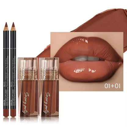 Hydrating Lip Gloss + Lip Liner Kit, 3D Precision Lip Contour, Plump