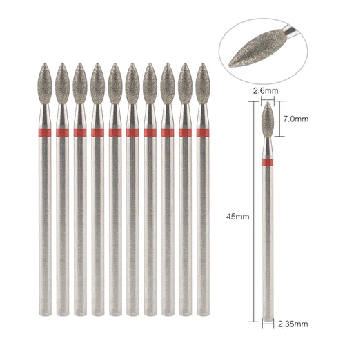 10Pcs Diamond Milling Cutter For Manicure Electric Nail Drill Bits