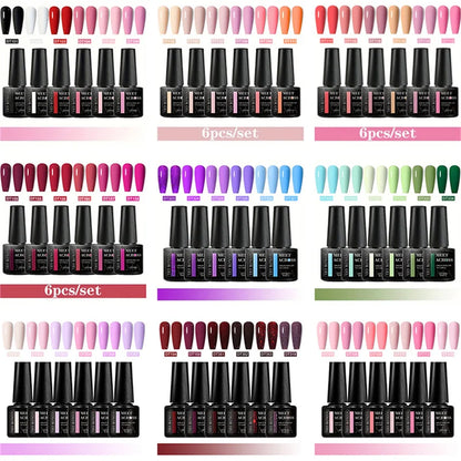 6pcs Gel Nail Polish Set HEMA Free 7ml Semi Permanent Soak Off UV Gel