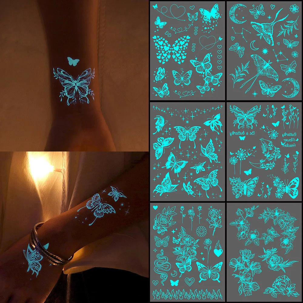 Luminous Temporary Tattoos Stickers UV Glow Fluorescent in the Dark