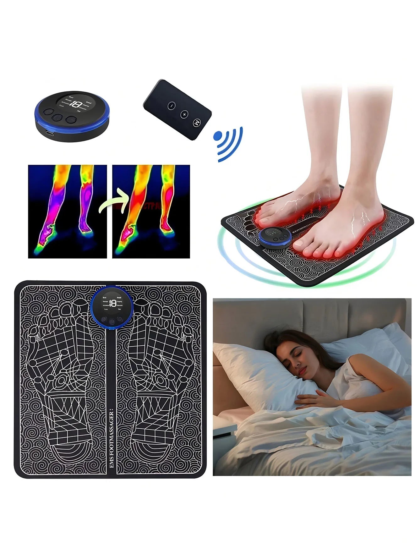 EMS Foot Massager Rechargeable Massage Pad Foot Relaxation Pad