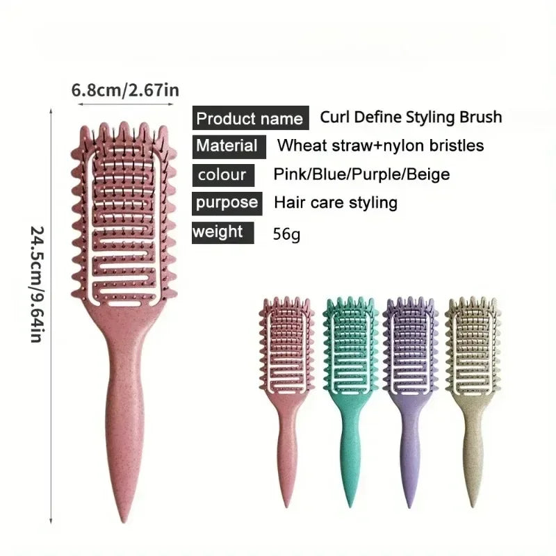 Curl Define Styling Brush Hollow Out Detangling Hair Brush Tangled Wet
