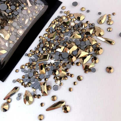 1Bag 3D AB/Clear Mixed-Shaped Round Nail Art Charms Sparkly Flatback