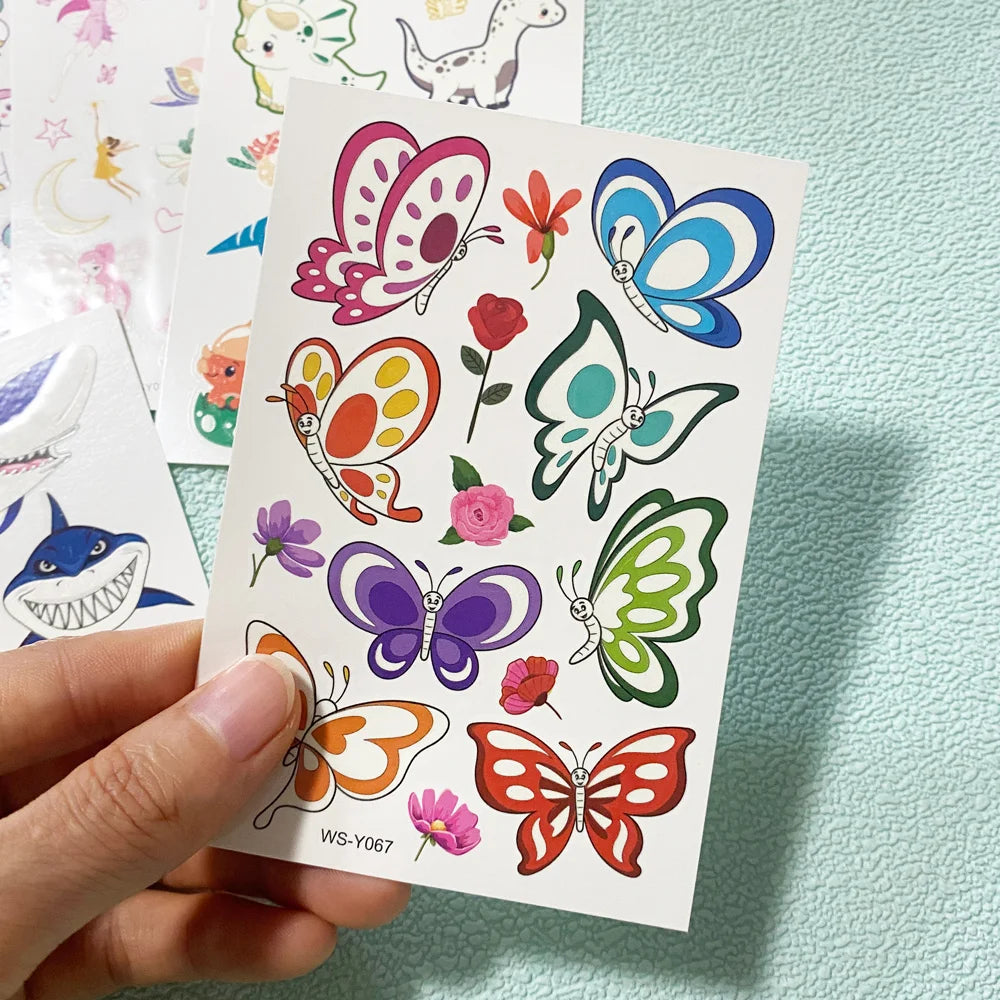 5 Sheets Luminous Tattoo Stickers Temporary Colorful Animal Dinosaur