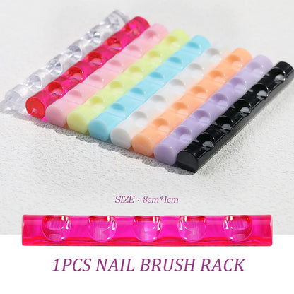 5 Grids Acrylic Clear Nail Brush Shelf Portable Mini crystal Painting
