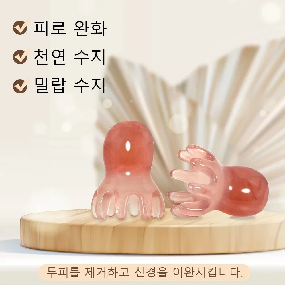 Cute Octopus Scalp Massage Comb (Resin)｜Korean Hair Care, Stress