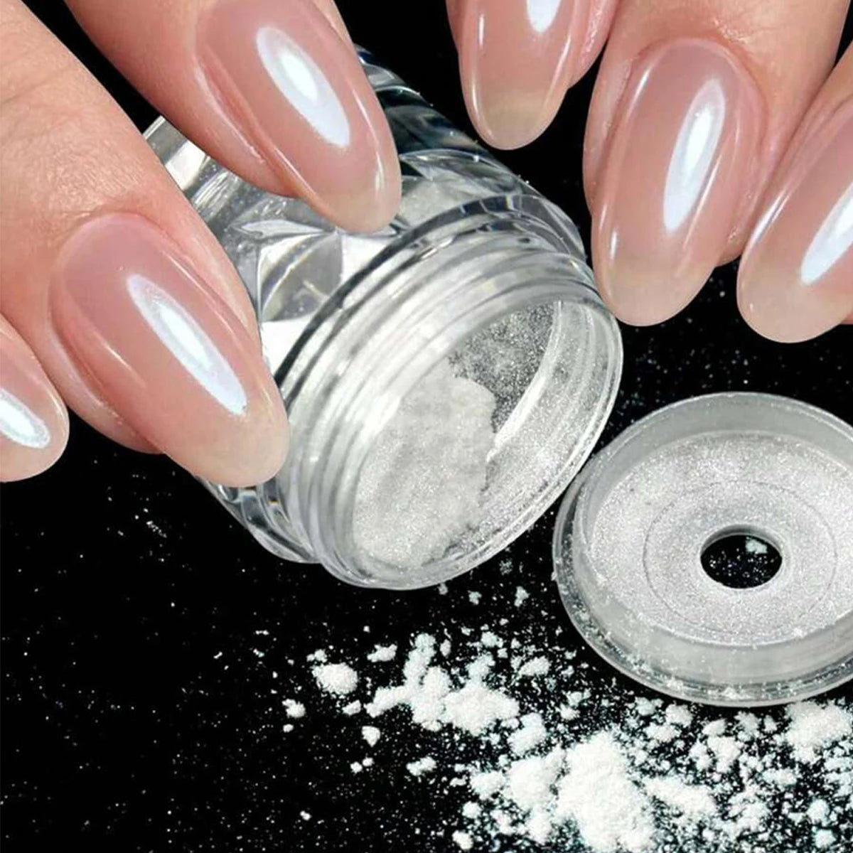 1pc Chrome Nail Powder Ice Transparent Aurora High Gloss Pearl Rainbow