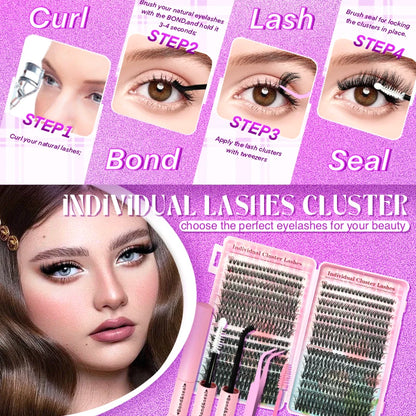 Lash Extension Kit Lash Clusters D Curl Individual Lashes Kit with