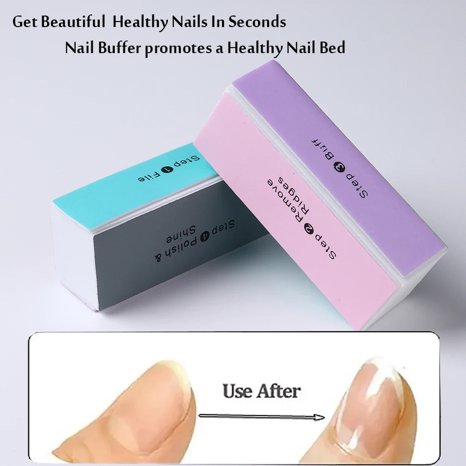 4 Sides Sponge Nail Buffers Colorful Sanding Buffing Block Grinding