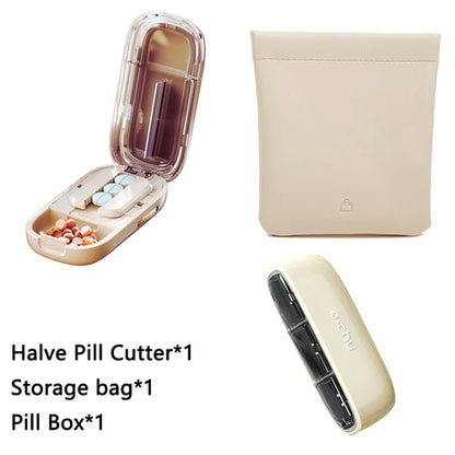 Newest Quartering Pill Cutter Storage Box Portable Drug Tablet