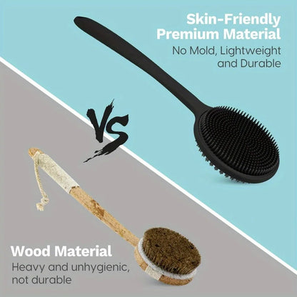 Silicone Back Scrubber Brush for Shower  Long Handle Body Deep