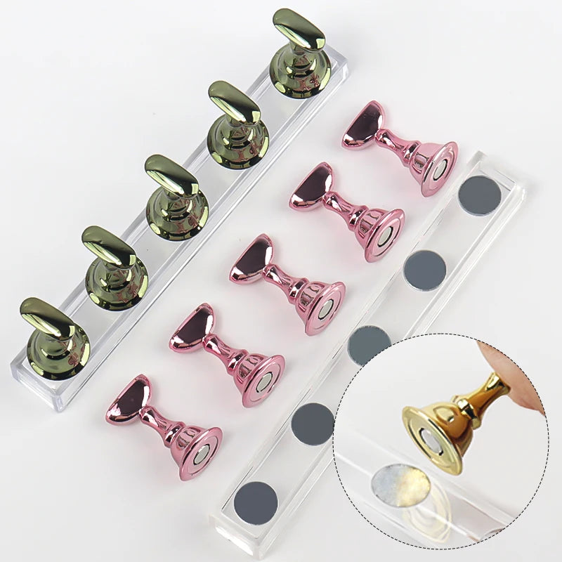5pcs Chess Magnetic Nail Holder Acrylic Nail Tips Practice Display