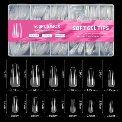 100/600Pcs Short Almond Nail Tips Soft Gel Nail Tips Full Cover False