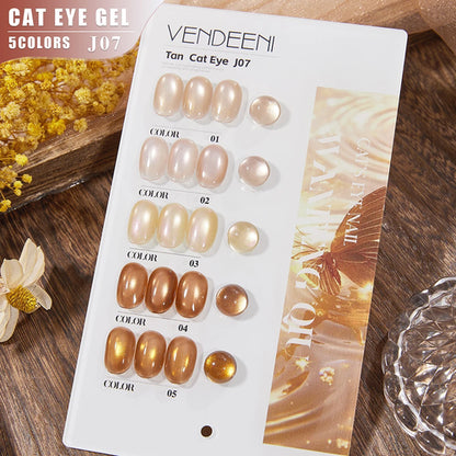 Vendeeni 5 Colors/Set Crystal Cat Eye Gel Nail Polish Semi Permanent
