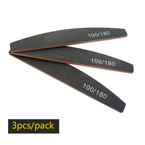 Lurayee Nail File Buffer 100/180 Grit Half Moon Double Side Sandpaper