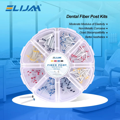 ELIJAH 200Pcs/Box Dental Fiber Post Drills Screw Straight Post Quartz
