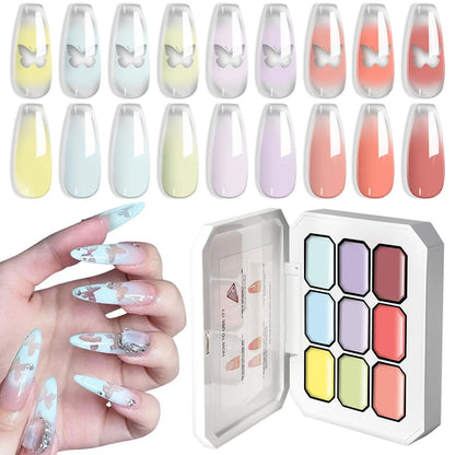 LIMEGIRL 9 Color Gradient Painting Gel Nail Art Gradient Color DIY