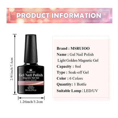 7pc Light Golden Magnetic Nail Gel Set Long Lasting for 28+ Days