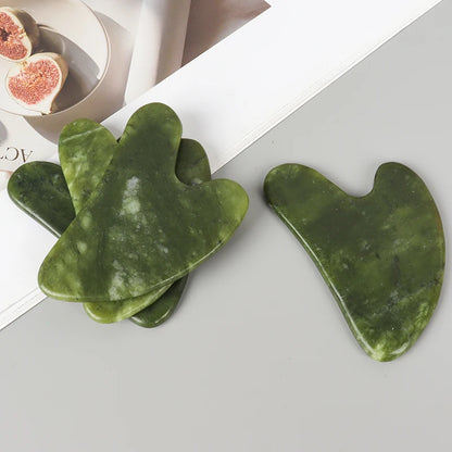 Helu Jade Gua Sha Tool Xiuyan Jade Heart-shape Massager Neck Massage