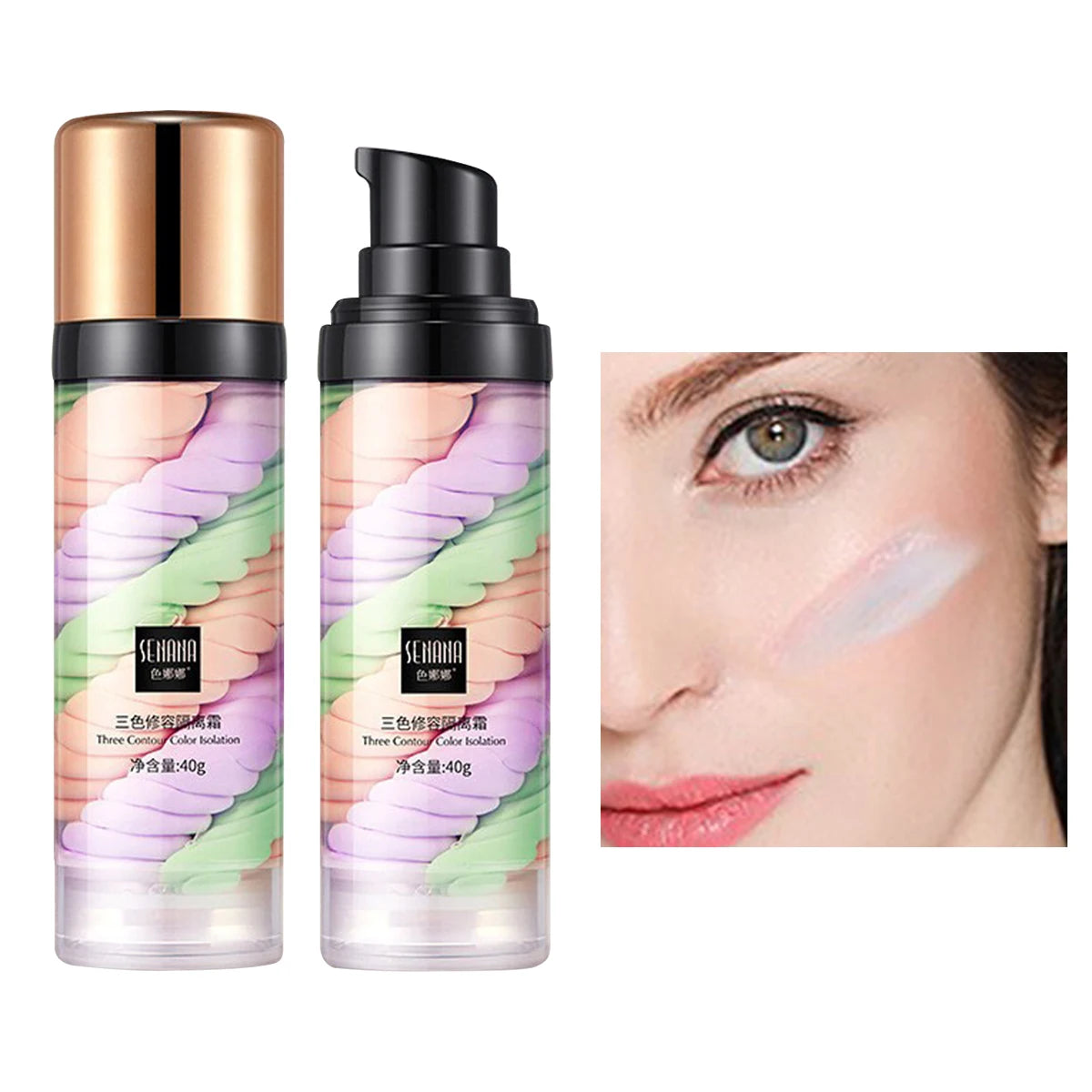 Three color press release cream concealer isolate makeup facial base