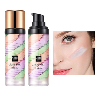 Three color press release cream concealer isolate makeup facial base