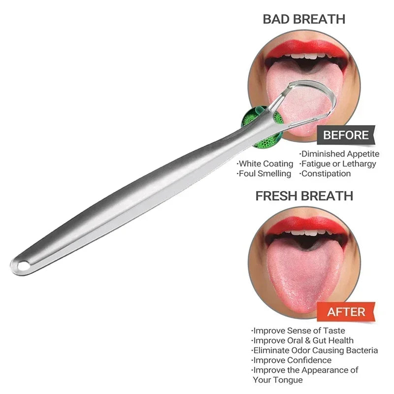 1/2/3Pcs Reusable Stainless Steel Useful Tongue Scraper Cleaner Fresh