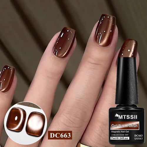 7ml Dark Coffee Glass Magnetic Gel Nail Polish Gentle Moonlight Gel