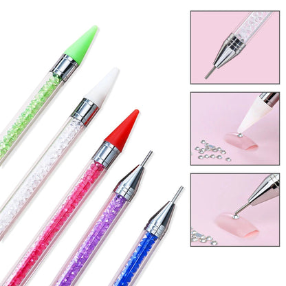 1Pcs Double Head Nail Art Dotting Pen Picking Up Rhinestones Gems Wax