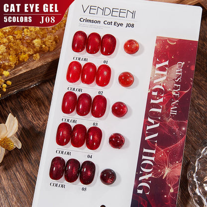 Vendeeni 5 Colors/Set Crystal Cat Eye Gel Nail Polish Semi Permanent