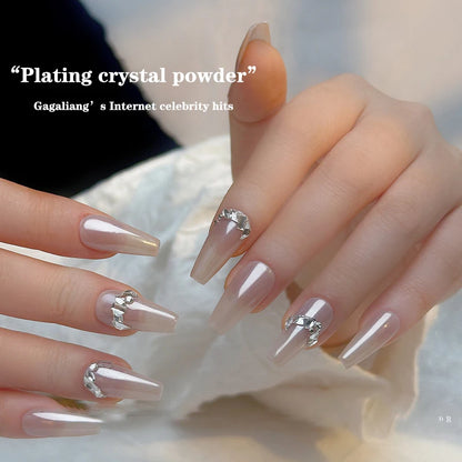 Aurora Pearl White Nails Glitter Dust Chrome Moonlight White Rubbing