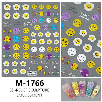 5D Nail Art Stickers Love Hearts Stars French Nail Art Design