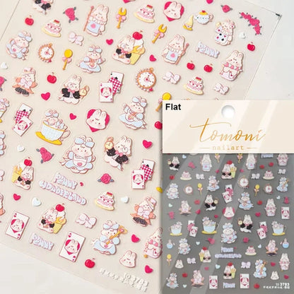 Cute Animals Bear Dog Cake Sweet Cherry Grid Bowknot Star Line Fruit