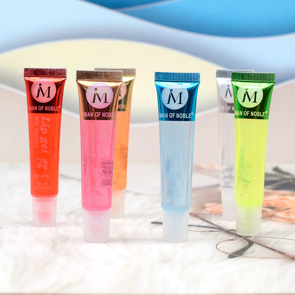 6Pcs Fruity Flavor Watery Glossy Lip Gloss Set Clear Lip Gel Hydrating