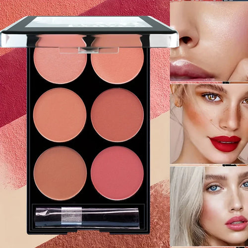 6-color blush and contouring all-in-one palette, pearlescent matte