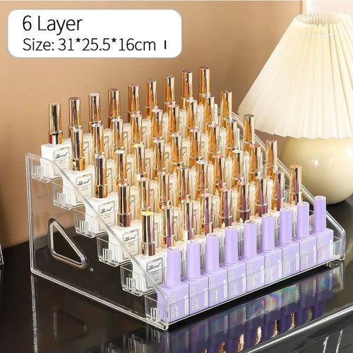 3/4/5/6/7 Layers Acrylic Nail Polish Display Rack Transparent Cosmetic