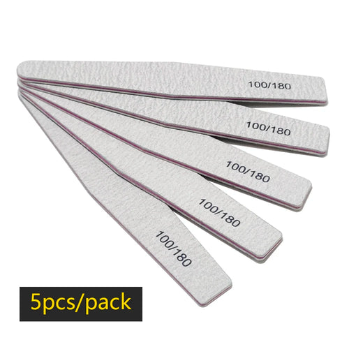 Lurayee Nail File Buffer 100/180 Grit Half Moon Double Side Sandpaper