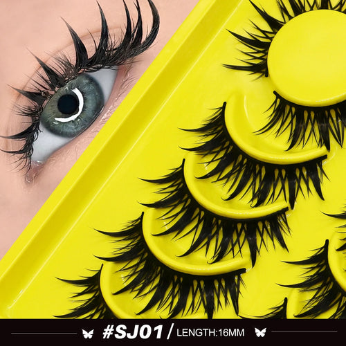 Lasvirey Cat Eye Lashes Manga Lashes Styles 3D Faux Mink Lashes Soft
