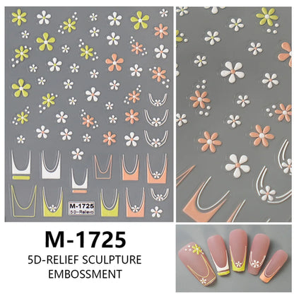 5D Nail Art Stickers Love Hearts Stars French Nail Art Design