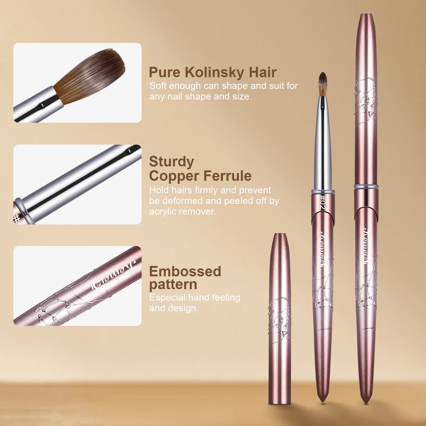 Kolinsky Acrylic Nail Brush Kolinsky Hair Bristles Round Shaped Handle