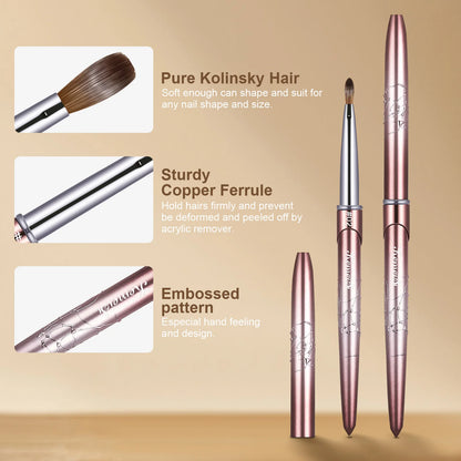 Kolinsky Acrylic Nail Brush Kolinsky Hair Bristles Round Shaped Handle