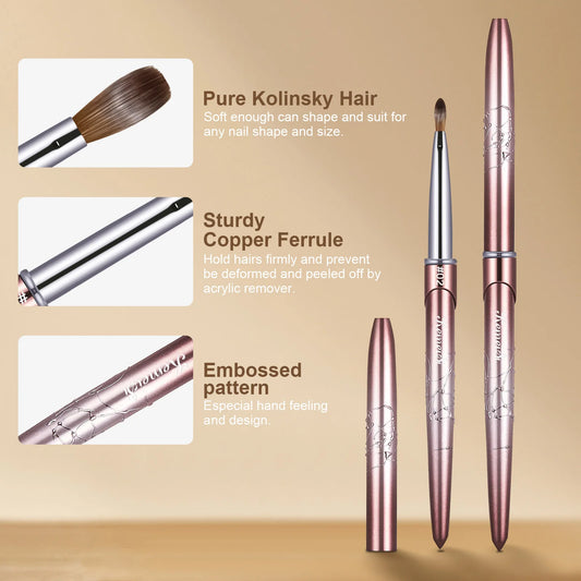 Kolinsky Acrylic Nail Brush Kolinsky Hair Bristles Round Shaped Handle